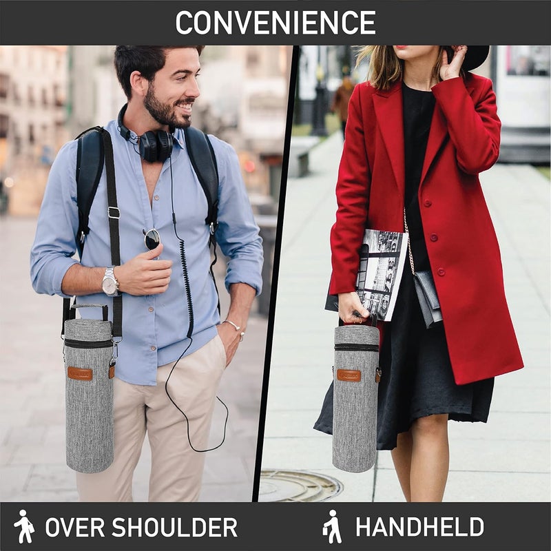 OPUX Wine Bag Single Bottle Carrier Tote, Insulated Wine Cooler Bag for Travel Picnic Beach with Shoulder Strap, Thermal One Bottle Holder Carrying Case Wine Gift for Women Men, Heather Light Gray - Image 5